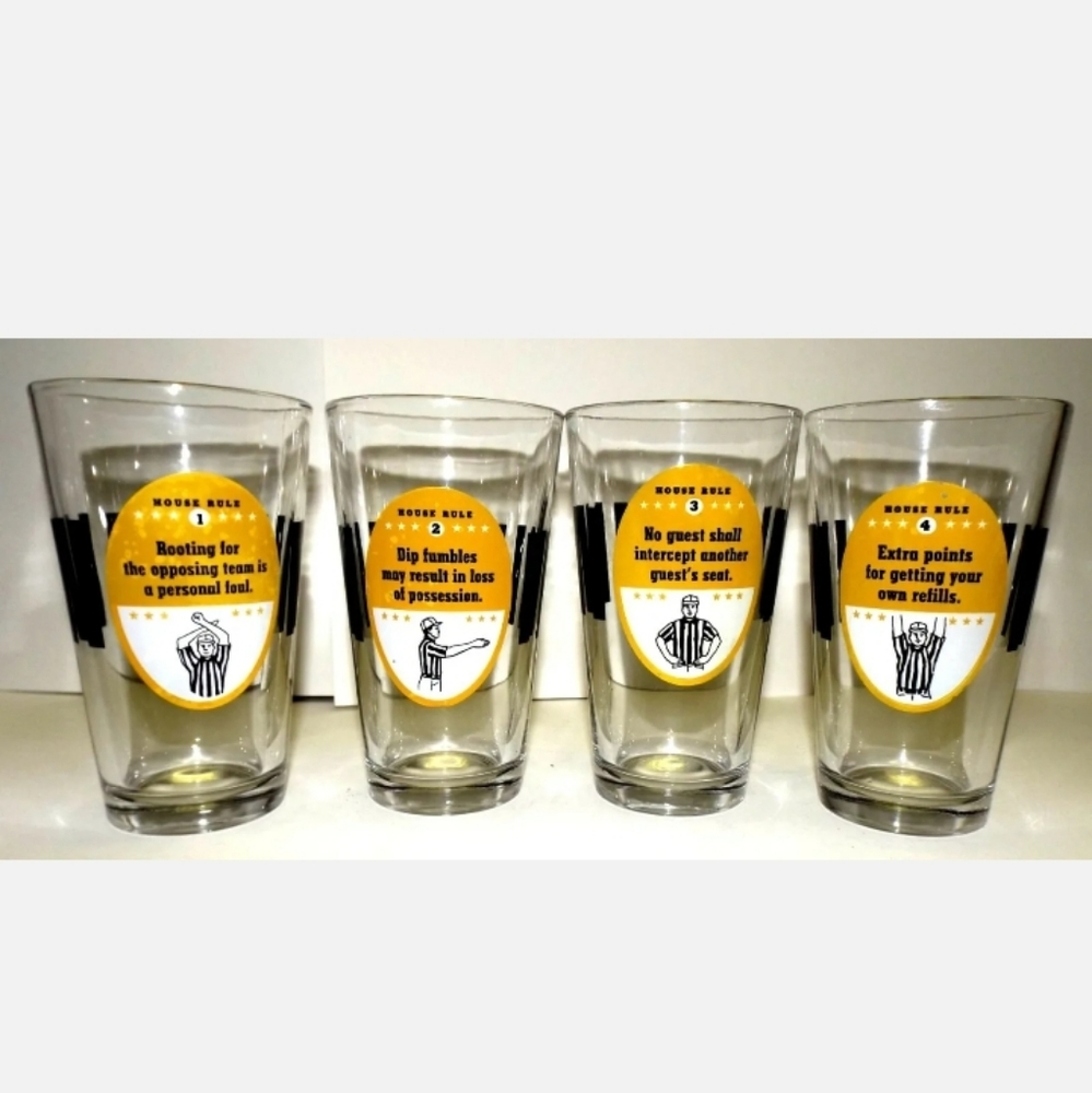 Vintage heavy Weight Football Rules 16 oz gkasses